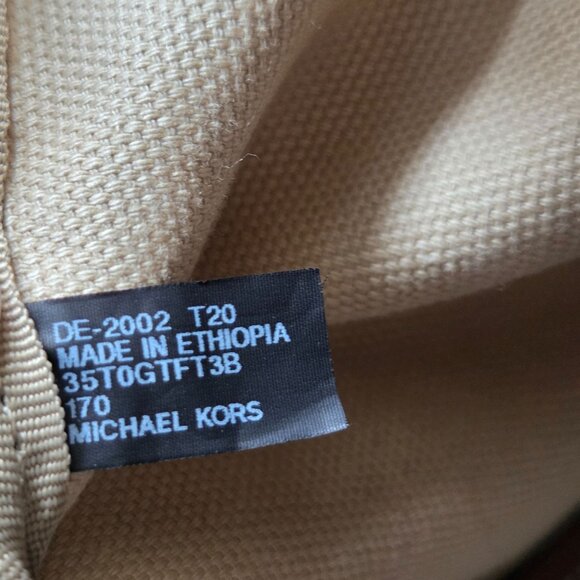 Michael Kors Large Logo Stripe Vanilla Pink Zip Top Tote Travel Bag - Picture 16 of 16